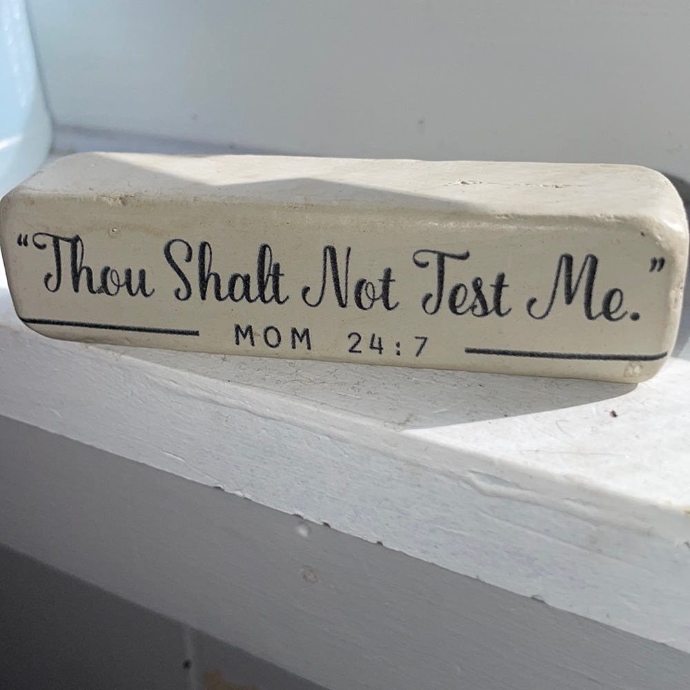 “Thou shalt not test me” decorative cube